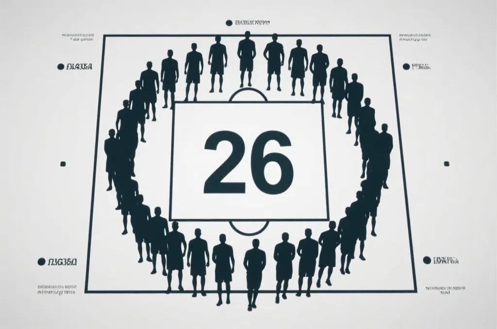 世界杯26人大名单概念图，球员剪影与战术板框架融合